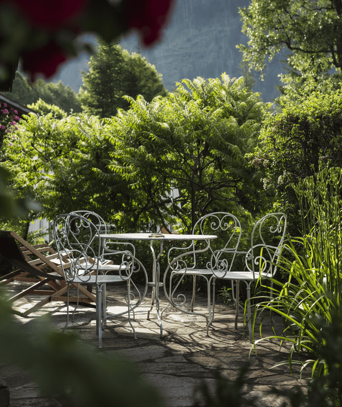 Terrasse du chalet grépon avec accès direct au jardin